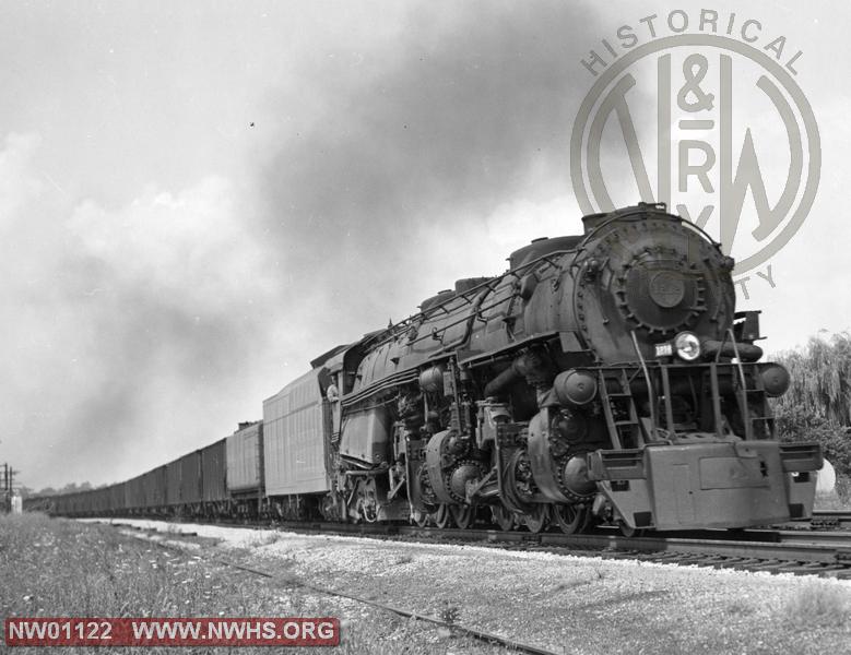 Class A #1218, Right 7/8View - B&W - @ Ashville, OH - Action!