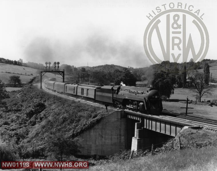 Class J #608 east of Bonsack, VA with #4 and 10 cars