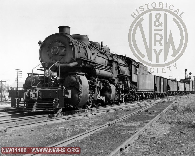 Class Z-1b #400, Left 7/8 View,  B&W, @ Winston Salem, NC(Frmr. N&W #1393)