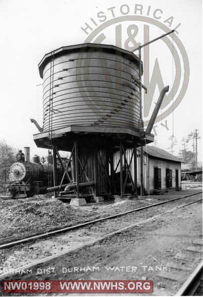 N&W water tank at Durham, NC