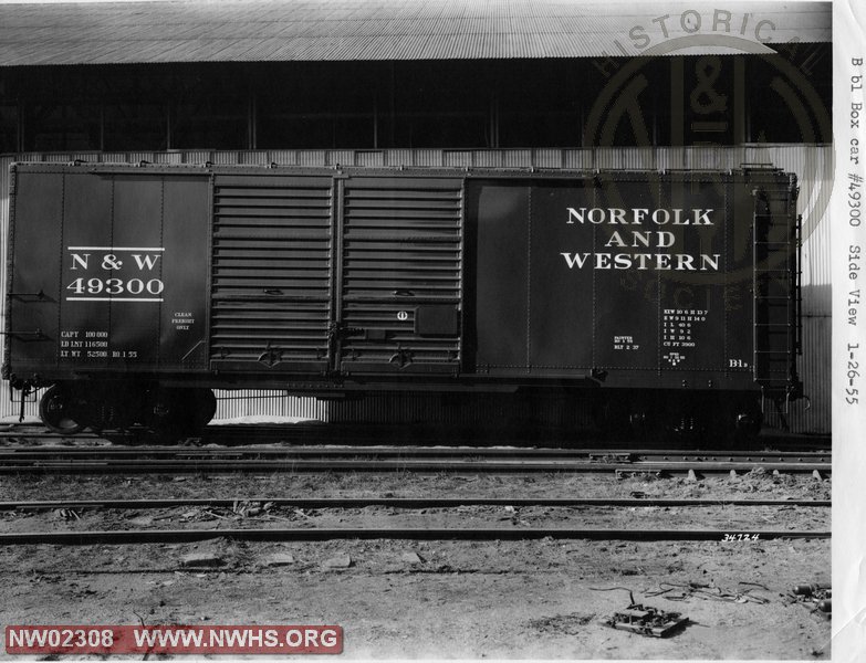 Class "B-1a" Box Car #54000,  Side View, B&W