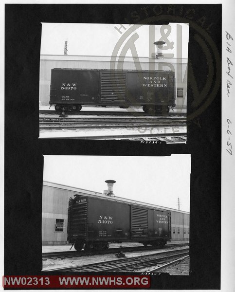 Class "B-1a" Box Car #54970, B&W (2 views ---This Sheet..Side View & 3/4 View)