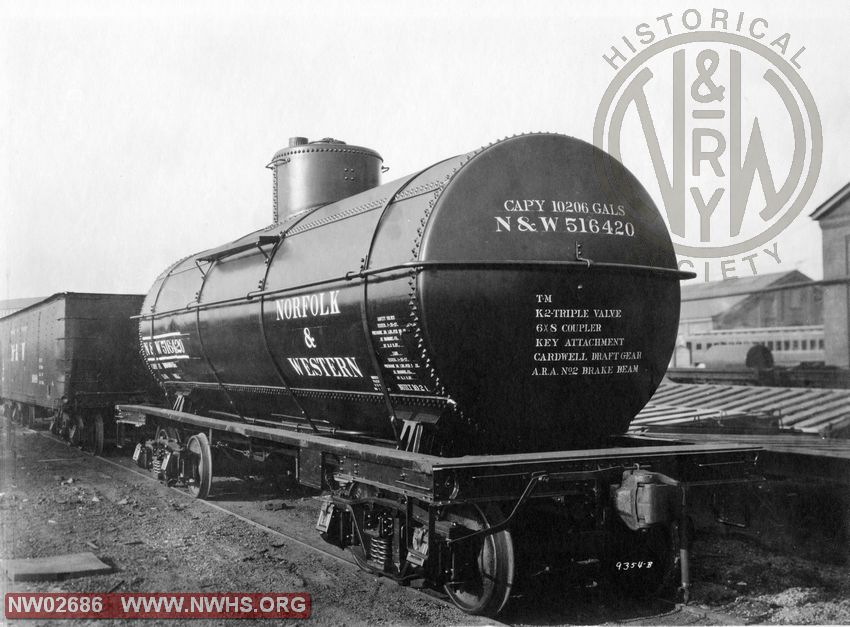 Class "TA" Tank Car #516420, 3/4 View, B&W