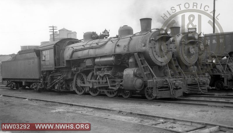 "E-2a" #576, Right 5/8 View, B&W, @ Roanoke, VA (Headlight mounted on top of smokebox)