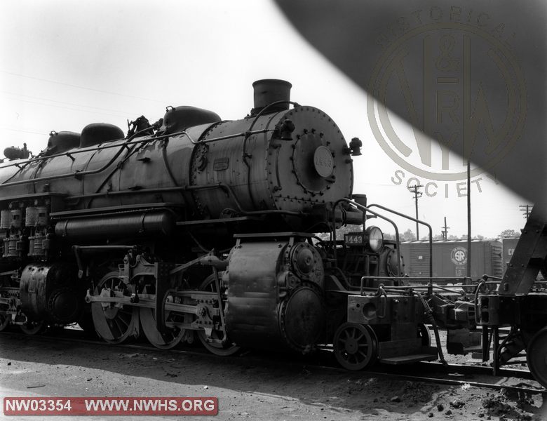 Class Z1b #1443,Right 5/8 View of Front Only,B&W @ Roanoke,VA