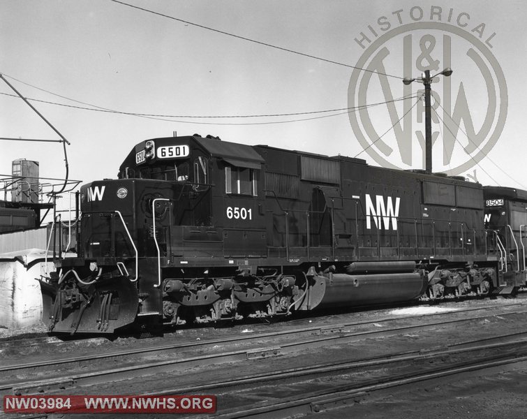 SD50s #6501, Left 5/8 View, B&W, Location & Date Unknown