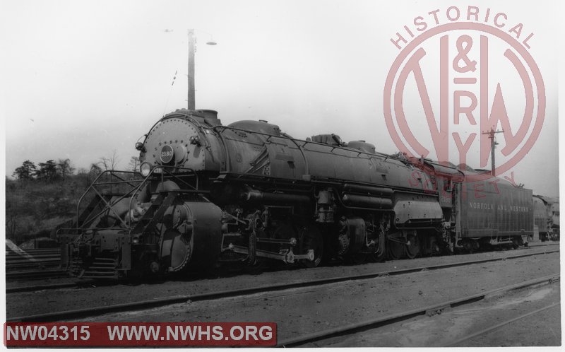  Class Y6b #2180,Left Side 5/8 View,B&W @ Roanoke,VA