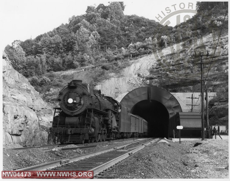 N&W Class K-1 #108,Right Side View,B&W,@ West Portal-New Elkhorn Tunnel (Book)