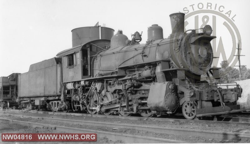  Class "W-2" #711,Right 3/4 View,B&W,@ Winston Salem,NC (Sold to WSSB - Their #711)