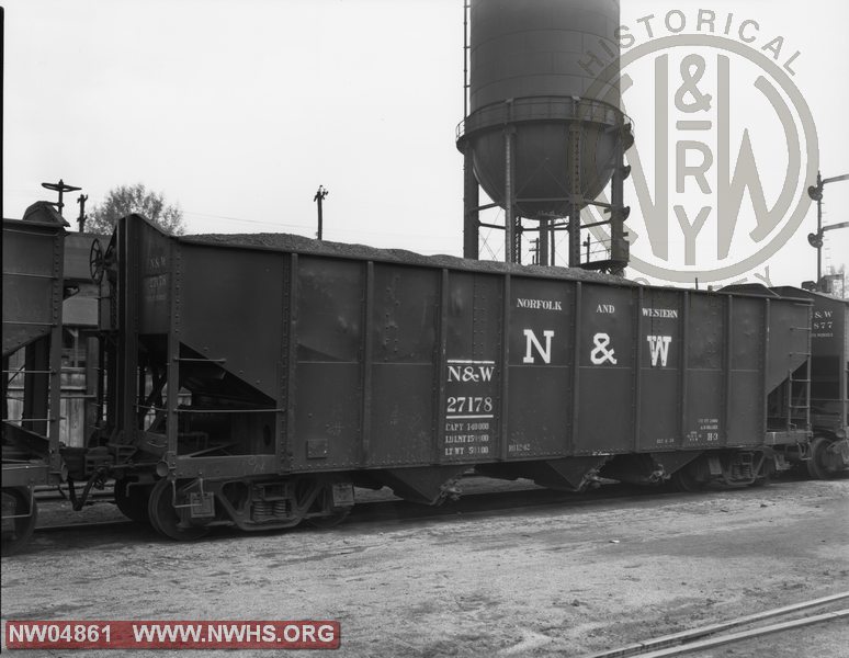 H-3 Hopper #27178, 5/8 View ("B" End), B&W, Location Unknown (8x10)