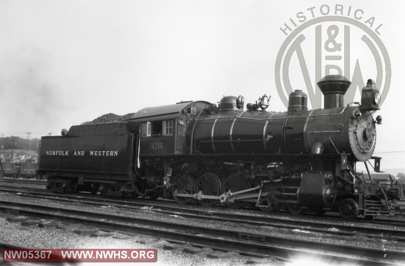 N&W Class M 475 Right Side View at Roanoke,VA