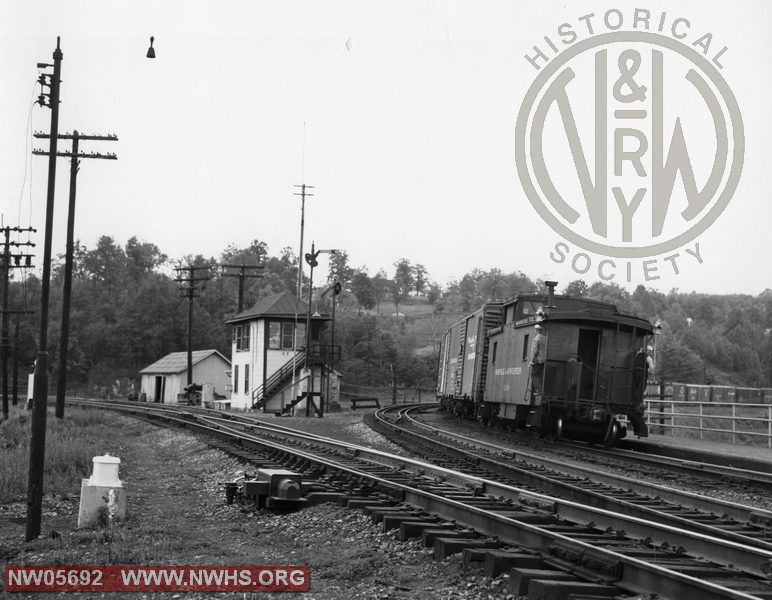 Freight Train with Caboose and KX Tower at Kenova, WV