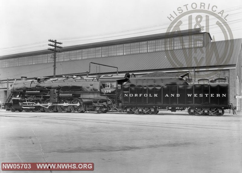 N&W Class K2a Loco. No. 136 Left Side View at Roanoke, VA