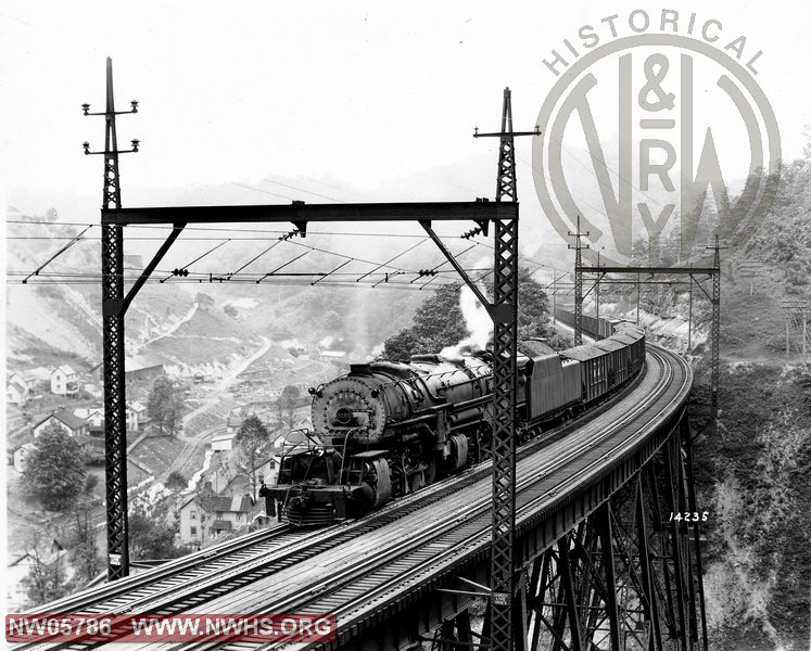 N&W Loco. Class Y4 No. 2082 on Time Freight Train Near Maybeury, WV