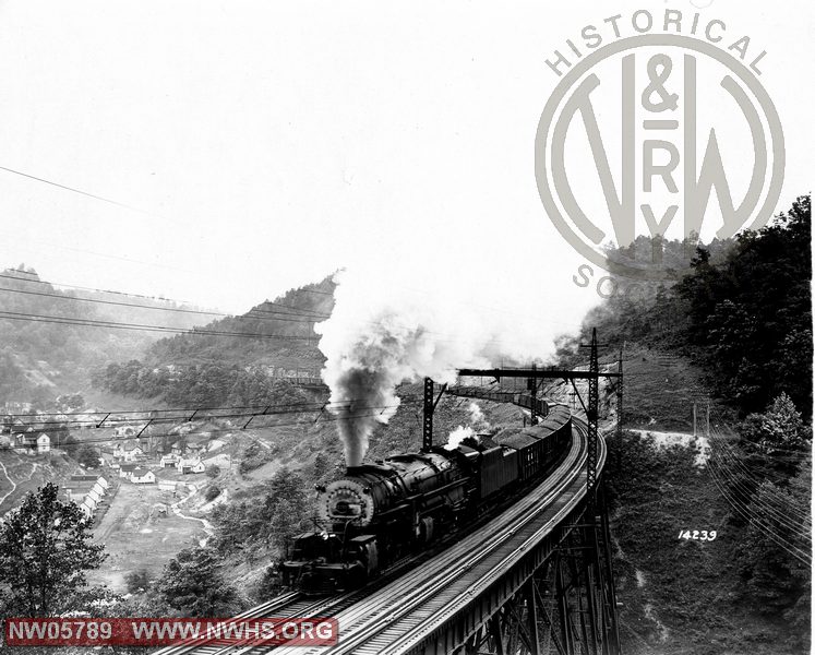 N&W Loco. Class Y4 No. 2082 on Time Freight Train Near Maybeury, WV