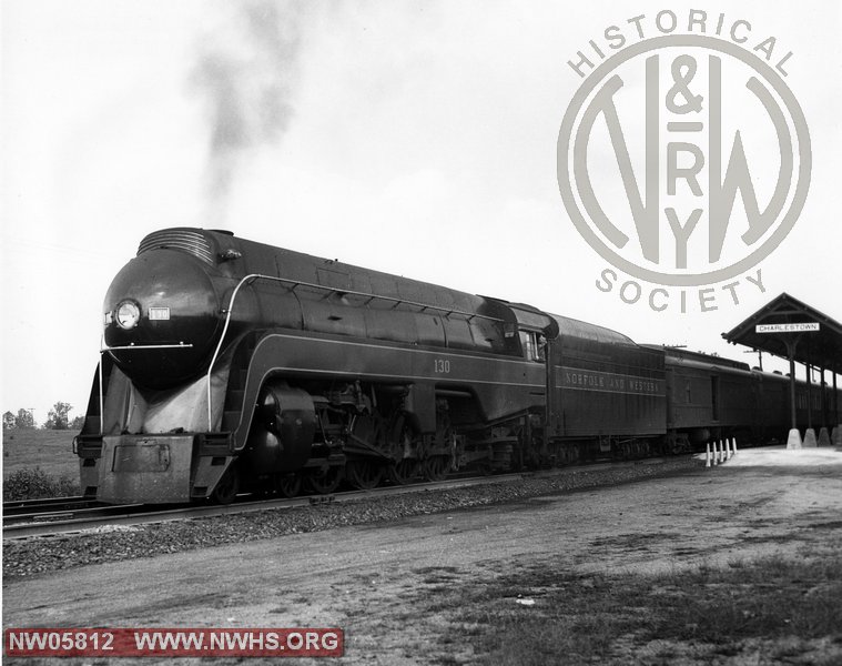 N&W Class K2a 130 on passenger train at Charlestown WV