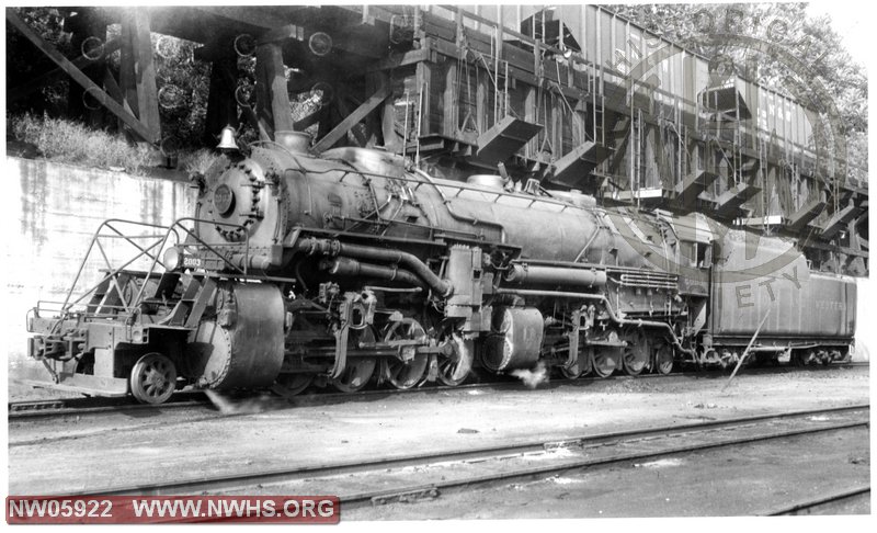 N&W Class Y3 2003 at wooden coal dock at Clare Yard, Cincinnati, OH