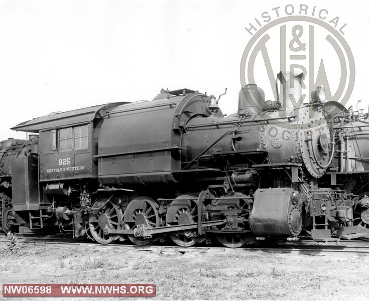 N&W W6 825 Right Side View at Roanoke, VA Date Unknown