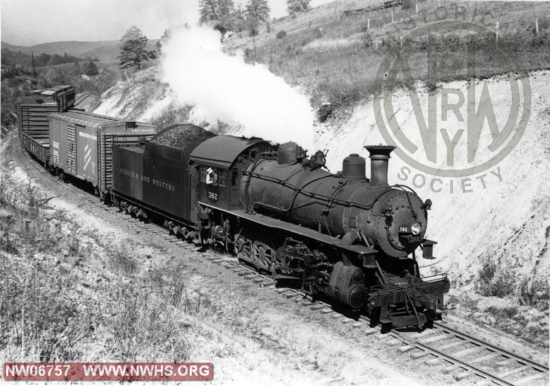 N&W Class M 382 at White Top,VA Sept,1957