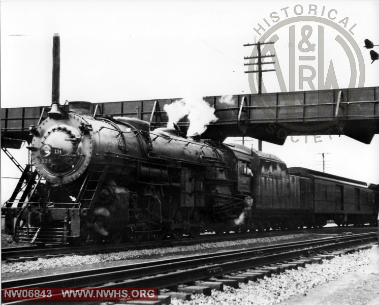 N&W Class K2a 134 Left 3/4 Train View at Ironton,OH 1939