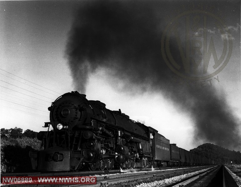 N&W Class A 1207 Left 3/4 View at Dugan,OH June 15,1956