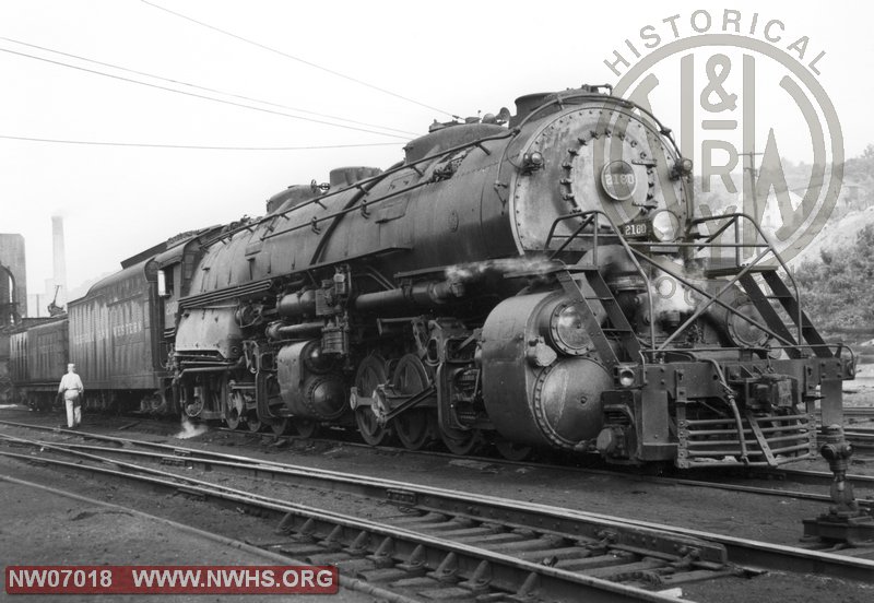 N&W Class Y6b 2180,Right 3/4 View at Bluefield,WV July 9,1957