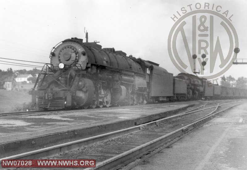 Class Y6b 2187,Left 3/4 Double Header View at Christiansburg,VA Aug. 1957