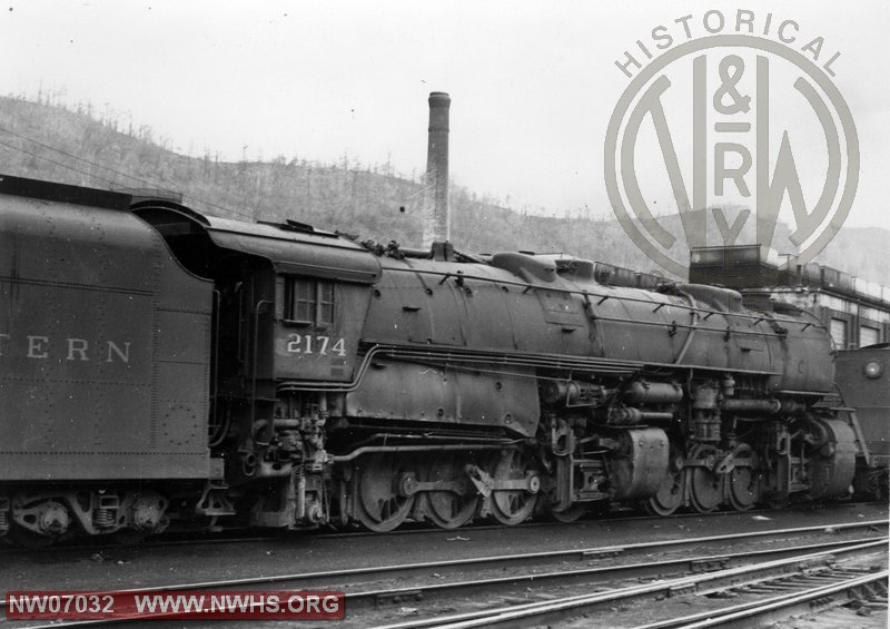 Class Y6b 2174,Right Side 3/4 View Retired at Williamson,WV Feb. 1960