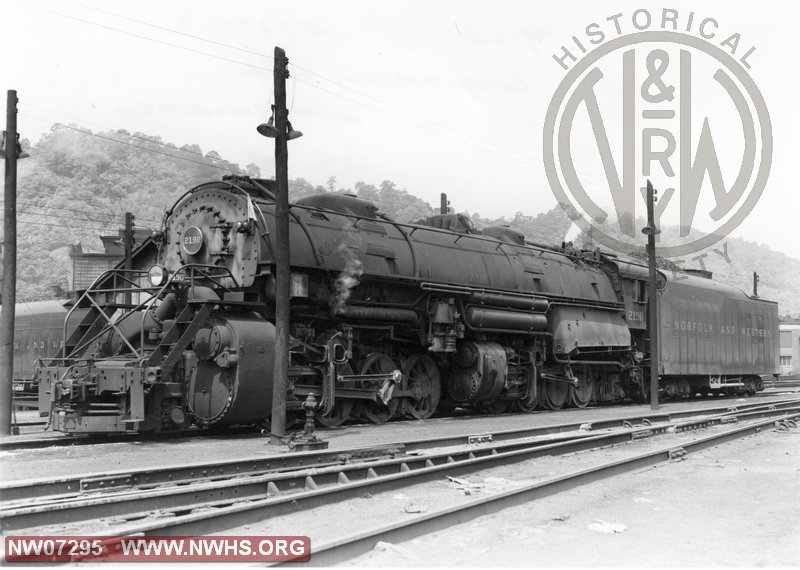 N&W Class Y6b 2190 Left Side 3/4 View at Williamson,WV May 22,1953