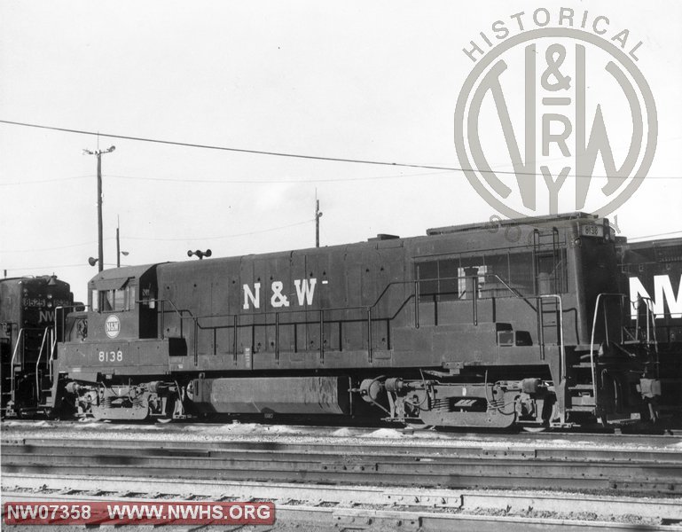 N&W 8138 Loco Class U25B at At Bellevue,OH Dec. 31,1972