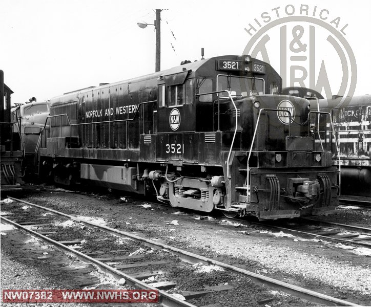 N&W Loco 3521 Class U25B x-WAB 508 Side View at Oakwod,IL