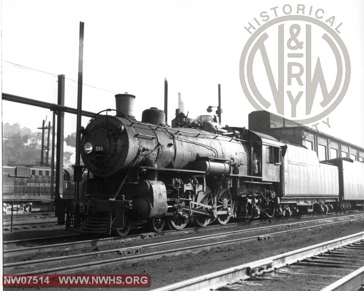 N&W Class E2a 563 Left 3/4 View at Bluefield,WV Aug. 28,1957