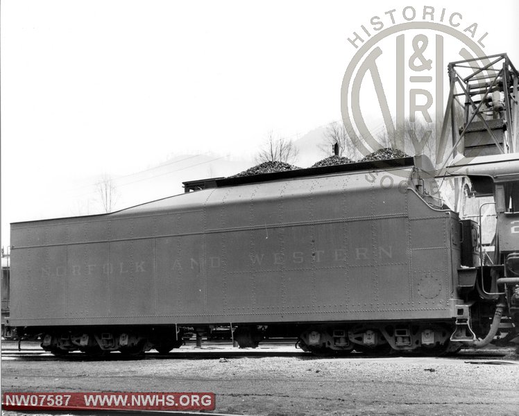 N&W Class Y6b 2162 Right Side Class 22C Tender View at Weller Yard,VA March 26,1959