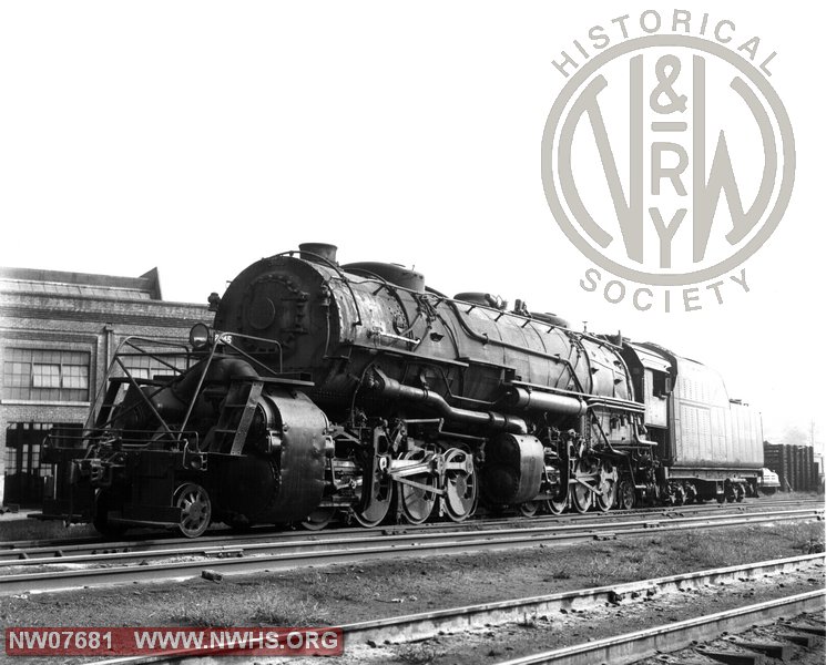 N&W Loco 2045 Class Y3 Left Side 3/4 View at Roanoke,VA Aug. 29,1957