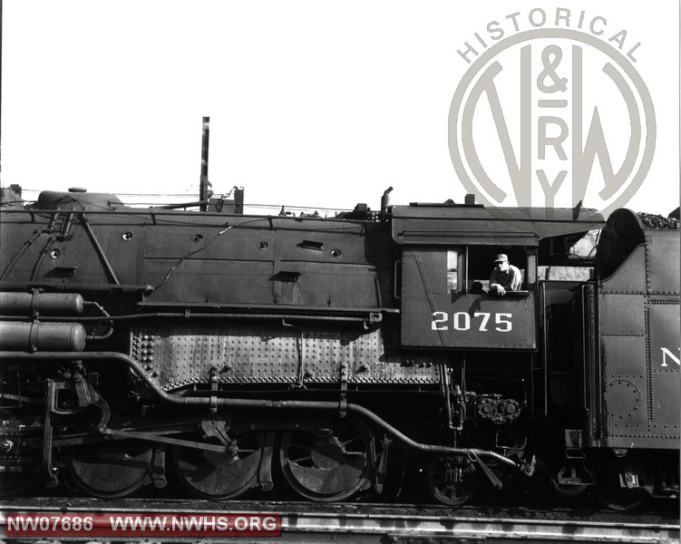 N&W Loco 2075 Class Y3a Left Side Fire Box and Cab View at Bluefield,WV Aug. 28,1957