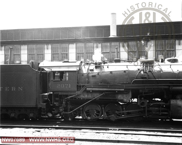 N&W Loco 2071 Class Y3a Right Side Cab and Firebox View at Iaeger,WV Aug. 27,1957