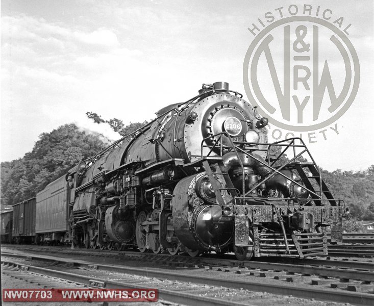 N&W Class Y5 2106 Right Side 3/4 Train View at Kenova,WV June 30,1956