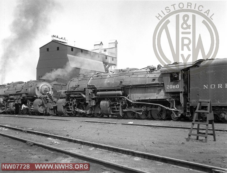 N&W Class Y4 2080 Right Side 3/4 View at Roanoke,VA July 1,1956