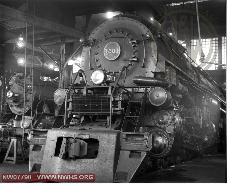 N&W Class A 1201 Left Side Roundhouse View at Portsmouth,OH Aug. 26,1957