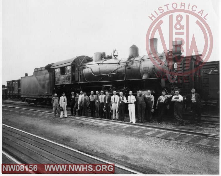 N&W Class M 379 with a group of men