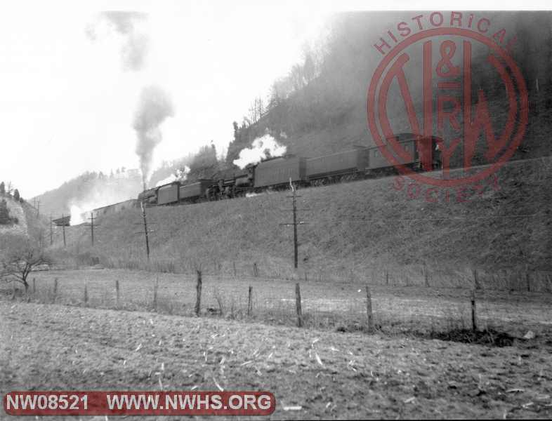 Two N&W Class Y locomotives performing pusher duties