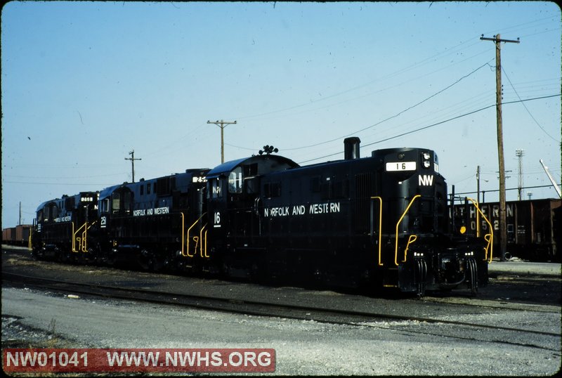 N&W Alco T-6 #16 R front 3/4 @ Norfolk, Va.