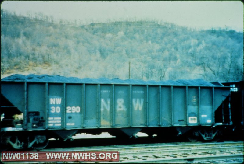 N&W  H-11 Hopper #30290 side view @ Bluefield, WVA