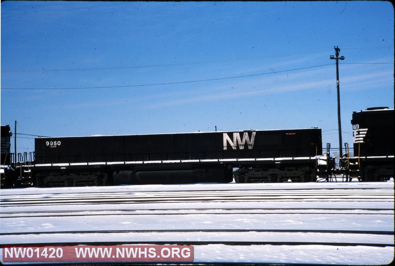 NW 9950 EMD slug , R side view, @ Bellevue, OH