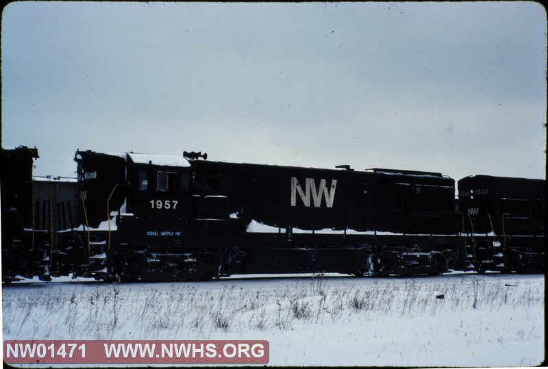 NW # 1957, GE U30B,  R rear 7/8 view @ Conneaut, OH