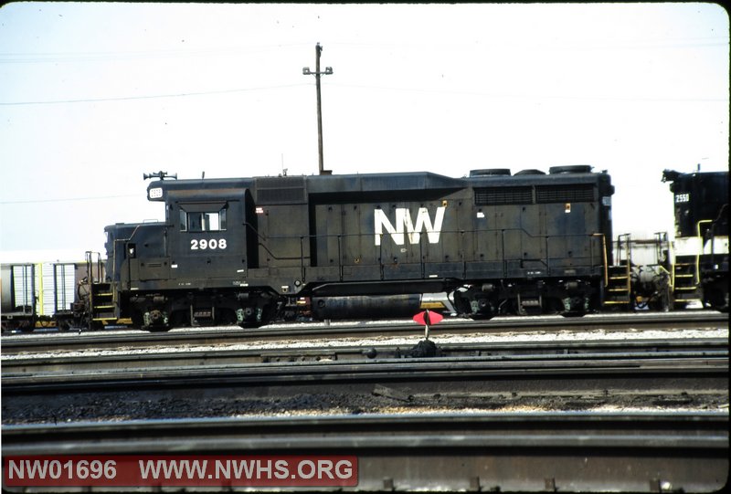 NW #2908,  EMD GP30, ex NKP #908, L side view @ Bellevue, OH