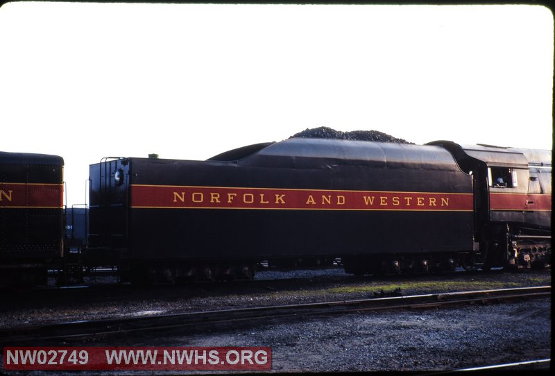 J #611 3/8 Right Side Rear View of Tender at Norfolk, VA.