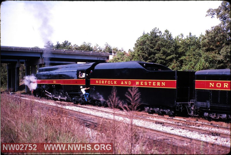 J #611 3/4 Right Side Rear View with Tender at Petersburg, VA.