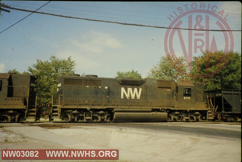 NW GP38AC #4111 Left Side 1/8 Front View at Spencer, OH