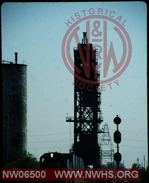 Double stack train coming off Black river bridge at Lorain, OH